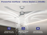 52 Inch Ceiling Fans with Lights Led Remote Control Low Profile Flush Mount for Living Room Bedroom 34699614