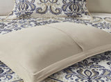6 Piece Reversible Quilt Set with Throw Pillows Navy/Tan Full/Queen B03597400
