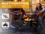 35" Octagonal Sheet Assembled Fire, Black Heavy Duty Wrought Iron Wood Fire 23693608