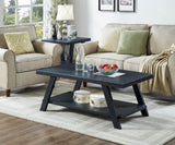 ZNTS Athens Contemporary Replicated Wood Shelf Coffee Table in Black Finish T2574P164642