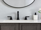 Bathroom Faucet 2 Handle Matte Black Bathroom Faucet Widespread 3 Hole 360&deg Swivel Spout Modern T3177P412847