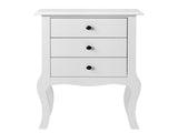 3-Drawer European-Style Nightstand with Curved Legs Painted MDF Storage Cabinet 18.9*13.4*27.6in 63294959