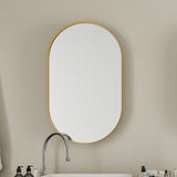 20x34 Inch Oval Recessed Medicine Cabinet, Metal Framed Bathroom Wall Cabinet with Mirror and W1435P210490