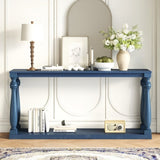 U_STYLE Vintage Wood Grain Console Table with Bottom Shelf and Four Vase Legs, Suitable for N711P256976V