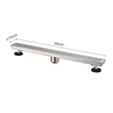 ZNTS 30 Inches Linear Shower Drain with Removable Quadrato Pattern Grate, 304 Stainless Shower Drain W928P199549