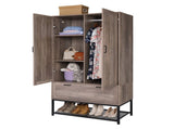 MDF & Particleboard Triamine Veneer 2 Doors 1 Pump Wooden Wardrobe Grey 44264326