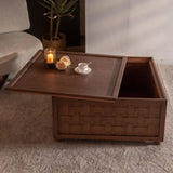 Farmhouse Coffee Table with Storage, Large Square Coffee Table for Living Room, Brown W3158P297430
