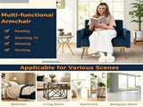 Blue Modern Tufted Velvet Accent Chair, Ergonomic Wide Seat Single Sofa Chair with Padded Armrests, 12808799