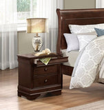 ZNTS Louis Philippe Style 1pc Nightstand of Drawers Brown Cherry Finish Okume Veneer Bedroom Furniture B01153390