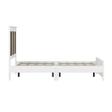 Farmhouse Wooden Platform Queen Size Bed, Modern Platform Bed with Wooden Strip Decoration, Plywood WF530906AAK