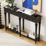 TREXM Entryway Table with 4 Drawers, Retro Console Table with Open Shelf for Entryways, Living N715P202860B