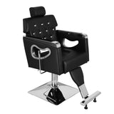 ZNTS PVC Leather Cover Galvanized Square Tray with Footrest Retractable Barber Chair 300.00lbs Black 11736312