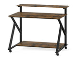 Rustic Brown Rolling Computer Desk with Power Strip 32" Mobile Office Desk with Monitor Stand 76025218