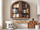 Arched Ceiling 2 Glass Doors 3 Shelves Bathroom Vanity MDF Melamine-Faced Bathroom Vanity with Towel 72083744