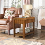 25'' Rectangular Farmhouse End Table with Storage Shelf, Sofa Side Table with Solid Wood Legs for W1202P177312