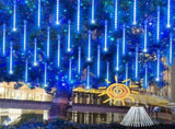Blue meteor shower light, outdoor solar powered icicle light, snowflake falling rain string light, 02294674
