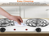 Double Burner Electric Hot Plate, 2000W Fast Heating with 5 Temperature Levels, Portable Stainless 24255018