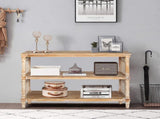 Rustic 3 - Tier Console Table with Gothic - Inspired Details, 47.24" Long Wooden Entryway Table for W2295P365031