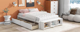 ZNTS Full Size Bed with Storage Case, 2 Storage drawers, Lengthwise Support Slat,White 13087519