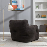 010-Soft Teddy Fabric Tufted Foam Bean Bag Chair With Teddy Fabric Dark Gray W52753862