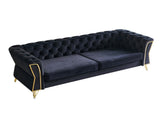 Modern Tufted Velvet Sofa 87.4 inch for Living Room Black Color W579107799