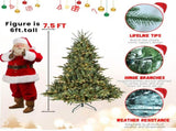 Artificial 7.5ft Green Christmas Tree with 2441 PE/PVC Mixed Branch Tips, 850L warm white led, 32231578