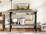 Gray Mobile Computer Desk with Keyboard Tray & Storage Shelf, 360&deg Lockable Casters for Home 68559774