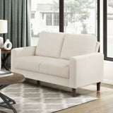 Modern Contemporary Beige Corduroy Upholstered Loveseat Comfortable Cushion Solid Wood Living Room B011P359659