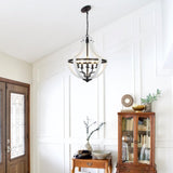 5-Light White Wood Chandeliers W2738P242329