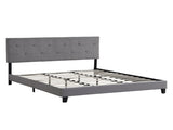 King Size Upholstered Platform Bed Frame with Button Tufted Linen Fabric Headboard, No Box Spring W311107470