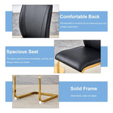 Luxury Simple Arch Chair - Set of 2 BLACK PU Material High Resilience Dining Chair with Arched Metal W1151P154874