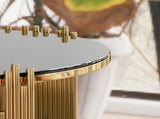 Modern minimalist light luxury style stainless steel circular coffee table, black tempered glass 38672474