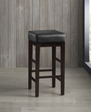 Transitional Black Faux Leather Seat 29-inch Pub Height Stools Set of 2, Espresso Finish Solid Wood B011P231743