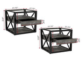 Set of 2 Modern End Table with Drawer - Nightstand for Bedroom Living Room, Rustic Wood Grain MDF W241P246927