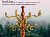 Freestanding Wooden Coat Rack, Vintage Natural Birch Wood Coat Tree with Hooks, Sturdy Hall Tree for 75178648