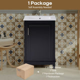 20 Inch Modern Small Bathroom Vanity Cabinet With Ceramic Basin- 20*14.5*33.3 Inches,Ample N729P170386B