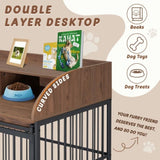 GO 44'' Heavy Duty Large Dog Furniture for Large Medium Dog with Lockable Wheels, Wooden Dog WF323360AAD