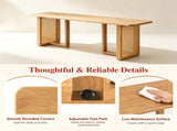 55 Inch Solid Rubber Wood Dining Bench with Woven PVC Resin Legs, 550 LBS Heavy-Duty T-Shaped 23463432