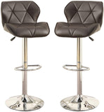 ZNTS Modern Kitchen Island Stools Brown Faux Leather Stool Counter Chairs Set of 2 Adjustable B01149735