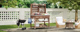 K&K 64.9"H Outdoor Potting Bench Table with Lockable Wheels, Solid Wood Outdoor Kitchen Island with N707P228274Z