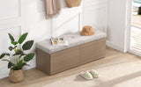 ZNTS 49" Storage Bench Storage Cabinet Storage Ottoman with Adjustable Shelves, Padded Seat Cushion and N719P189586A