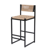 Kitchen Bar Stools with Footrest Set of 2 Paper Rope Weave Dining Chairs Counter Height Barstool W1757P254841