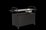 Outdoor Bar Table, Wicker Bar Cart with Cabinet, Patio Serving Cart with steel Top, with one ice W640P253277