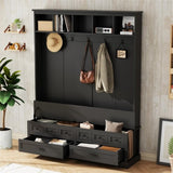 ON-TREND Elegant Wide Hall Tree with 5 Hooks, Versatile Entryway Lift Top Storage Bench with 2 N721P234409B