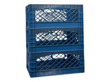 24 Qt Heavy Duty Plastic Milk Crate with Handles, Blue, 3 Pack 92643242