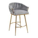 26'' Counter height bar stools Set of 2,velvet kitchen island counter bar stool with hand- wave W2215P147901