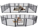 Dog Playpen Outdoor Extra Wide 16 Piece Panels Heavy Duty Dog Fence 40" Height Anti-Rust with Doors 96367448