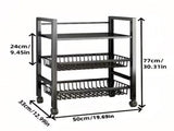 Heavy-Duty 3-Tier Storage Kitchen Cart with 2 Detachable Mesh Baskets, Metal Storage Organizer 62229063