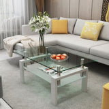 White Coffee Table, Clear Coffee Table, Modern Side Center Tables for Living Room, Living Room W24136821
