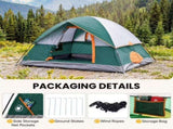 4 Person Waterproof Camping Tent with Rainfly, Easy Setup Dome Tent with Mesh Windows & Skylights, 32540810